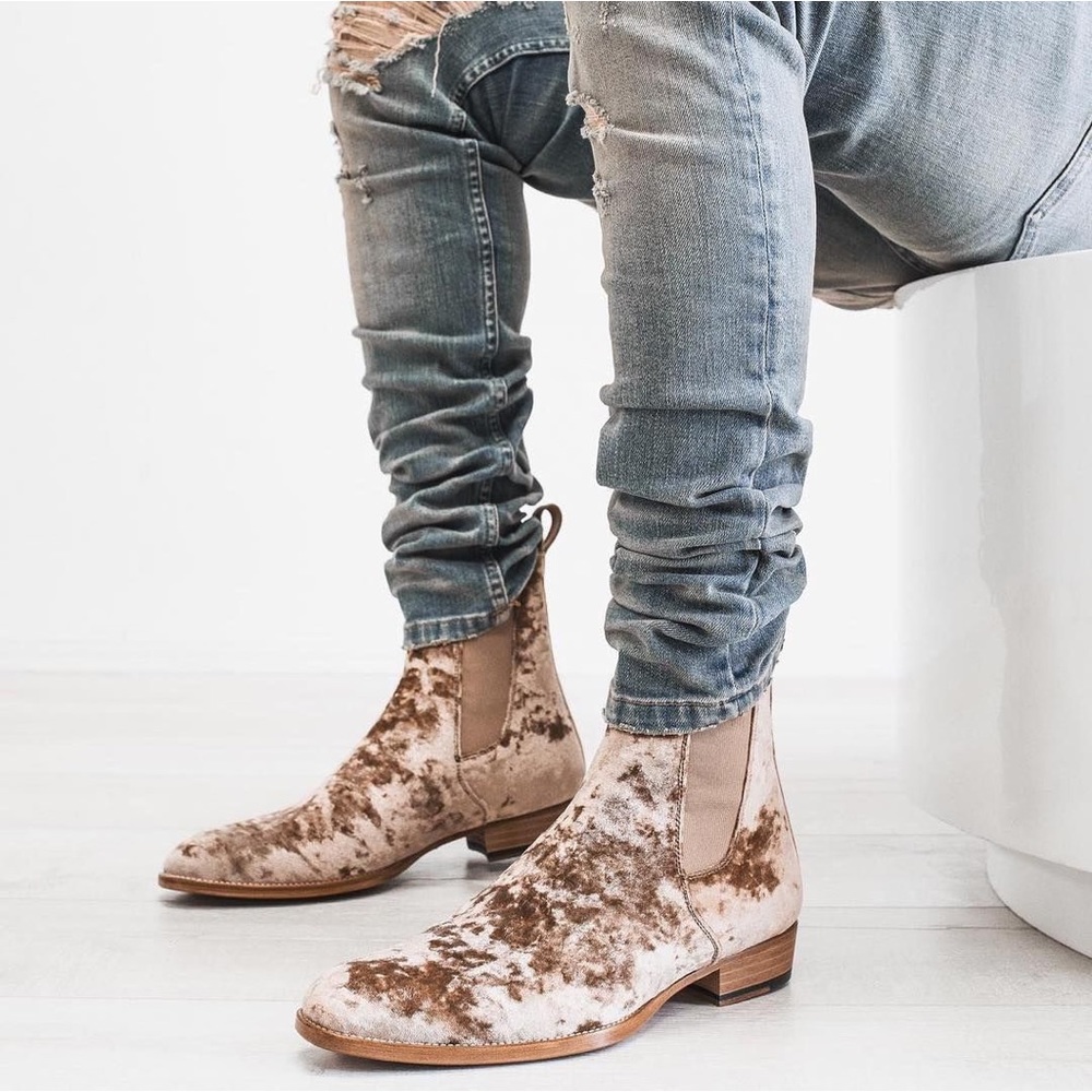 COPY - ORO LOS ANGELES the reggio velvet chelsea boots